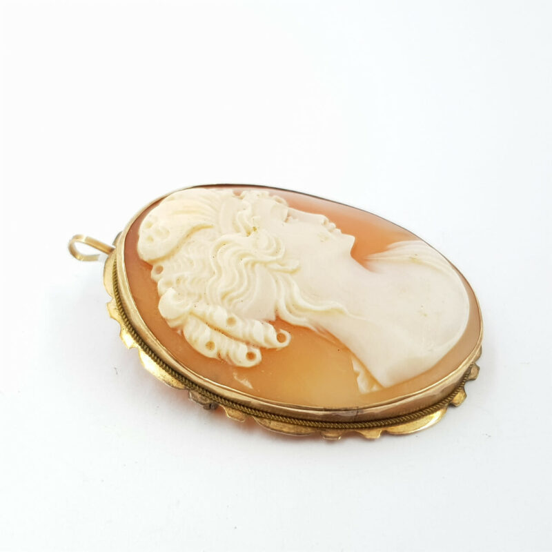 Vintage 7ct Yellow Gold Cameo Brooch / Pendant #42815