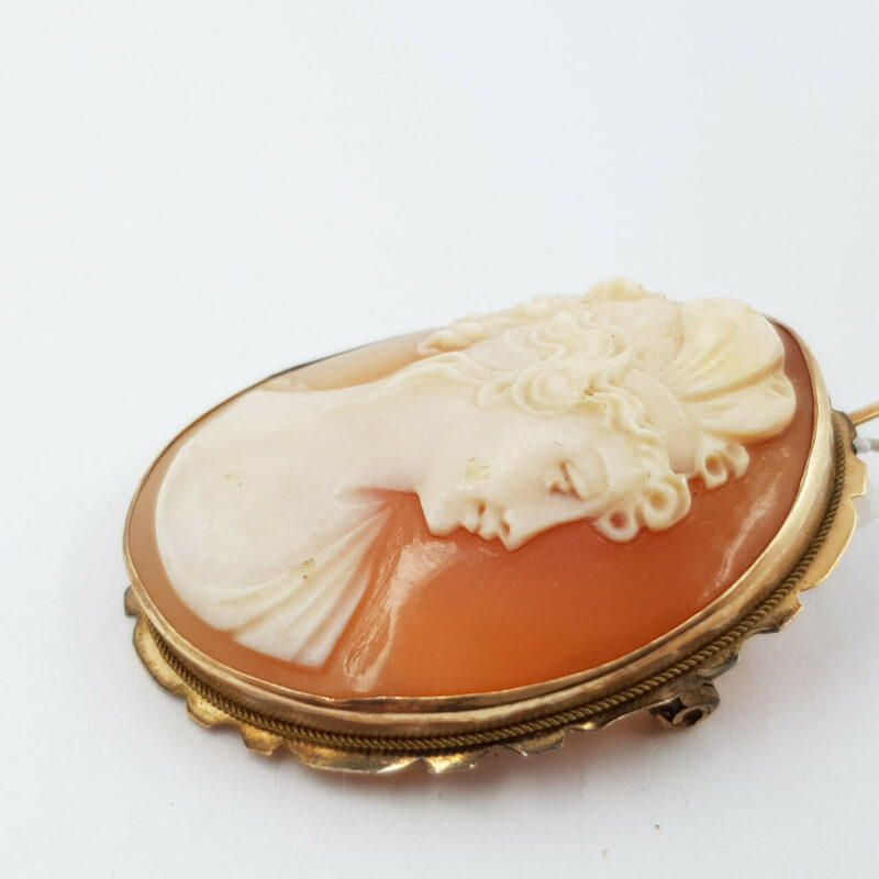 Vintage 7ct Yellow Gold Cameo Brooch / Pendant #42815