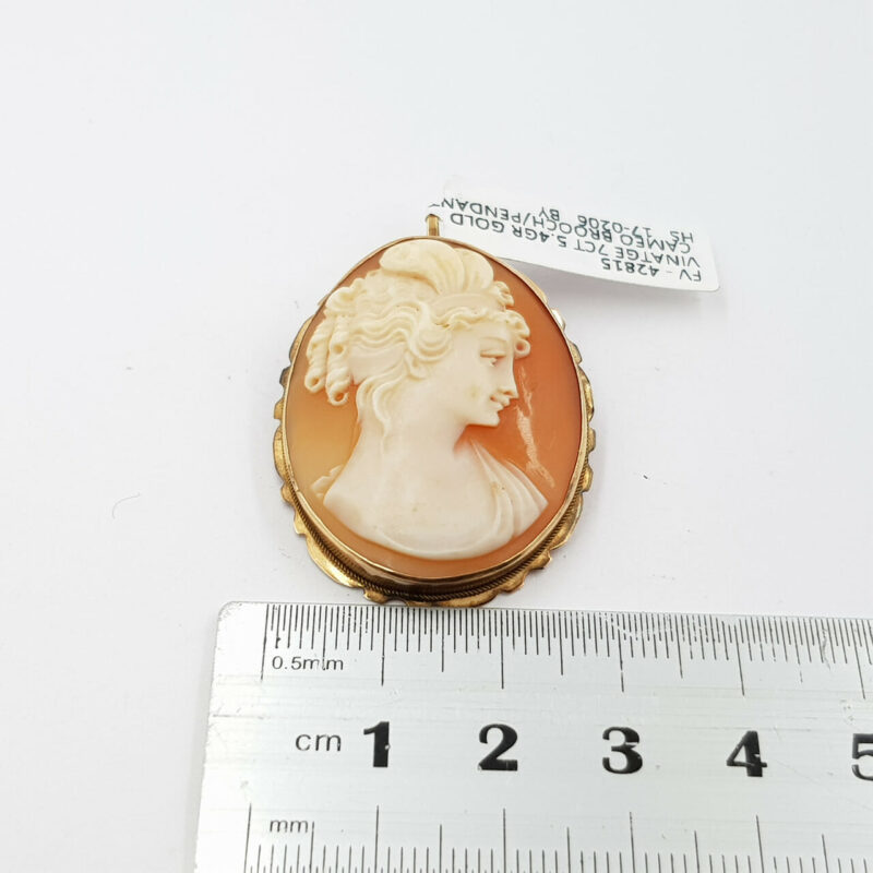 Vintage 7ct Yellow Gold Cameo Brooch / Pendant #42815