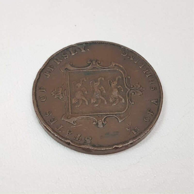 1844 1/13th of A Shilling States of Jersey Victoria Copper Coin #43884-2