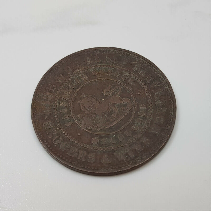 1858 Hide & De Carle Grocers & Wine Merchants Melbourne Victoria Token Coin (VF) #54250