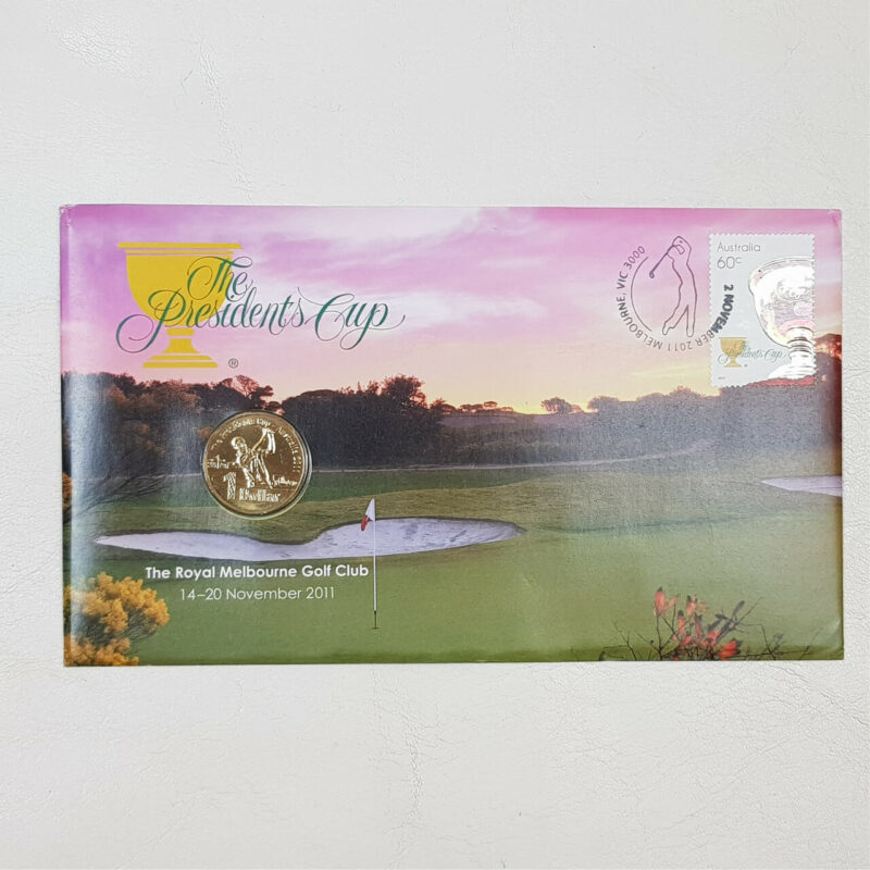 AUSTRALIA POST STAMPED ENVELOPES & PRESIDENTS CUP GOLF COINS #54295