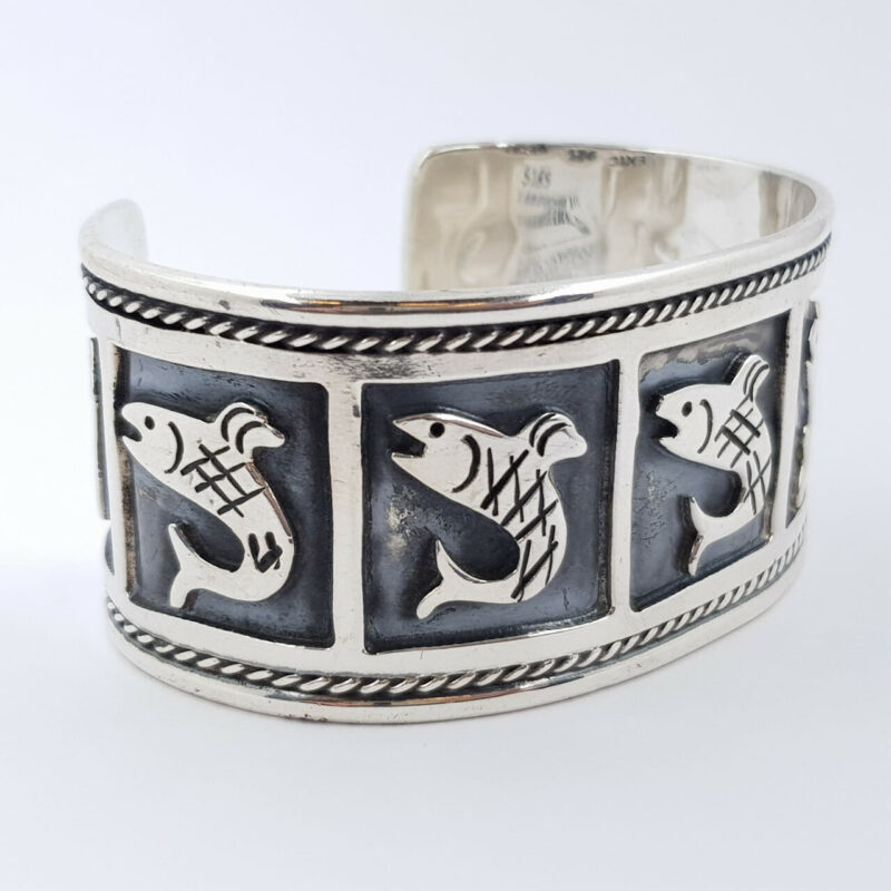 SILVER 53.2GR FISH BANGLE - MADE IN MEXICO #52011