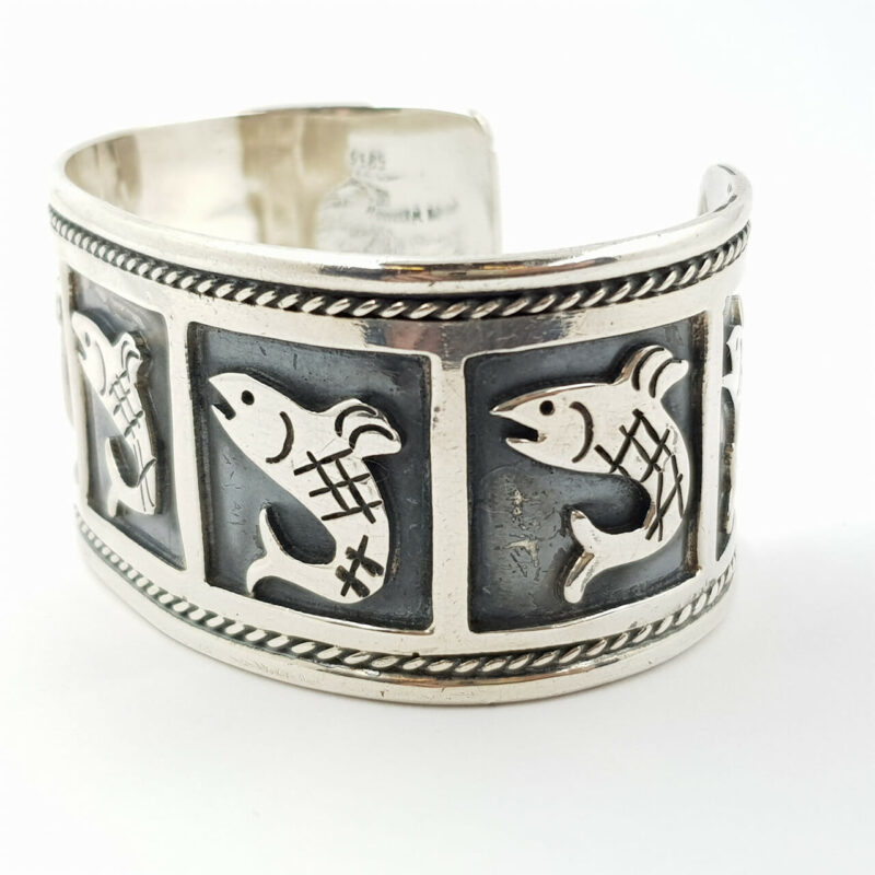 SILVER 53.2GR FISH BANGLE - MADE IN MEXICO #52011