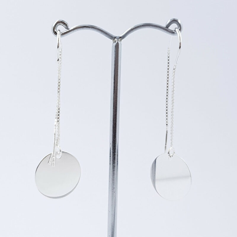 ITALIAN DANGLING ROUND DISC DROP EARRINGS - STERLING SILVER #54465