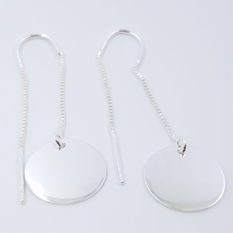 ITALIAN DANGLING ROUND DISC DROP EARRINGS - STERLING SILVER #54465