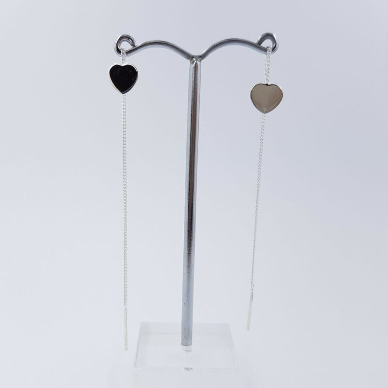 ITALIAN DANGLING LOVE HEART EARRINGS - STERLING SILVER #54464