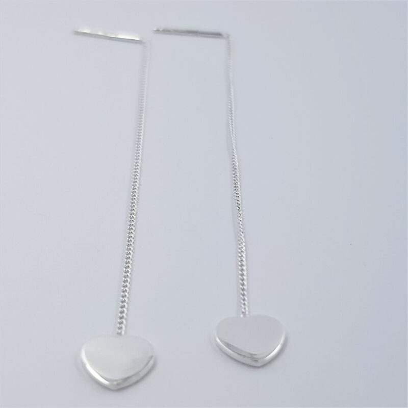 ITALIAN DANGLING LOVE HEART EARRINGS - STERLING SILVER #54464