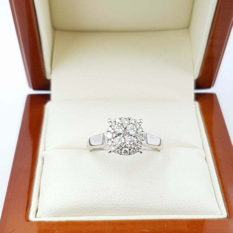 10ct White Gold 0.65ct Diamond Cluster Ring Val $3150 #53107