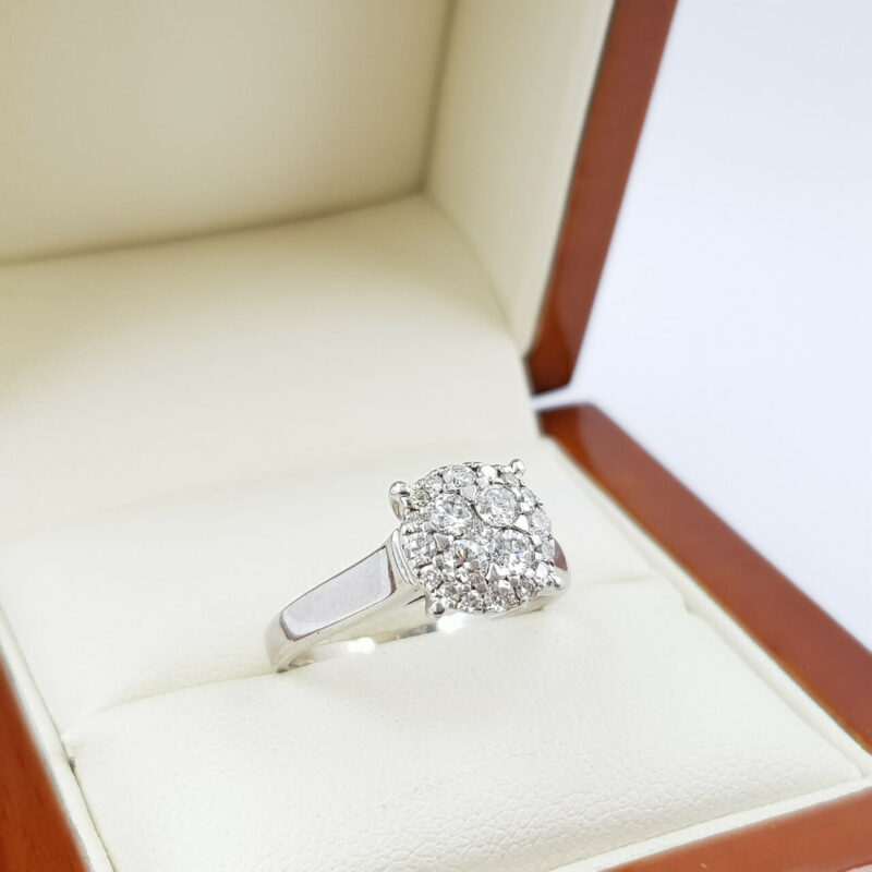 10ct White Gold 0.65ct Diamond Cluster Ring Val $3150 #53107