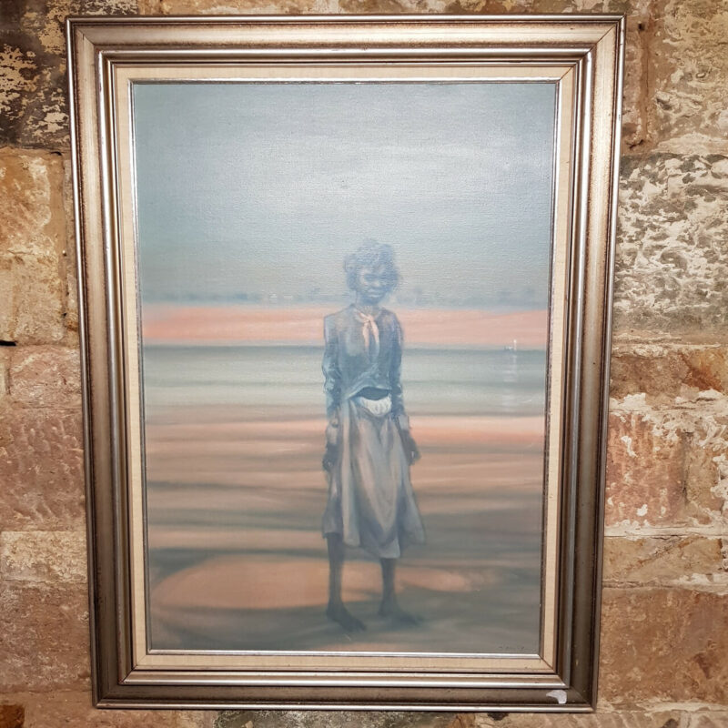 Thomas (Tom) Mcaulay (1946 - ) Oil on Board - Aboriginal Girl Painting - Framed #3914