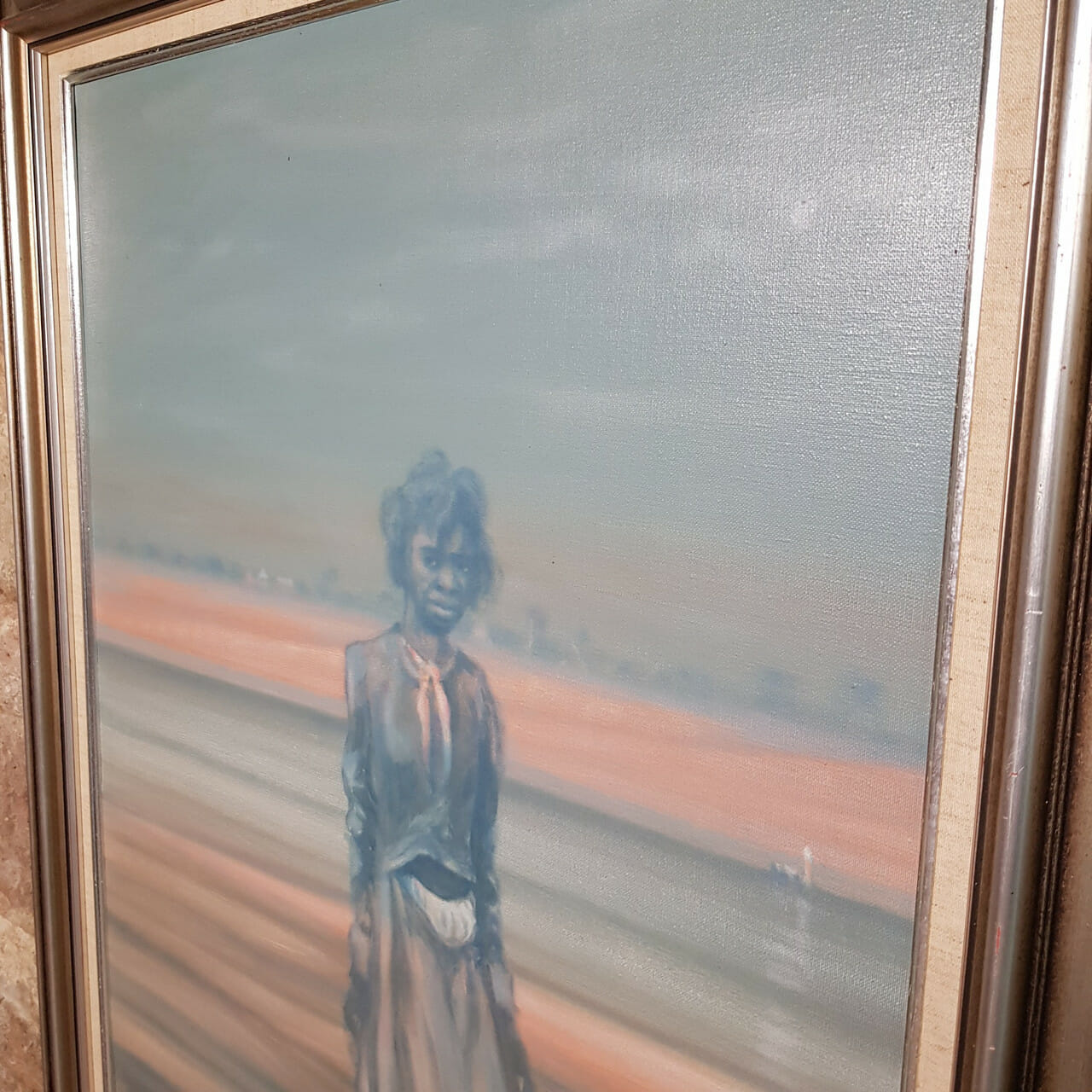 Thomas (Tom) Mcaulay (1946 - ) Oil on Board - Aboriginal Girl Painting - Framed #3914