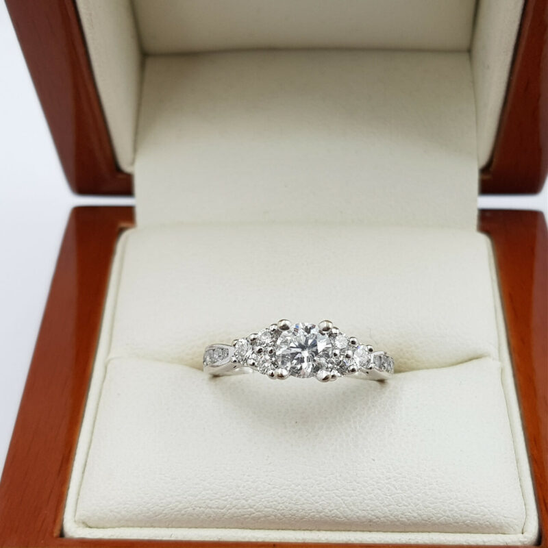 14ct White Gold 0.93ct TDW Diamond Engagement Ring Val $5525 Size J #52846