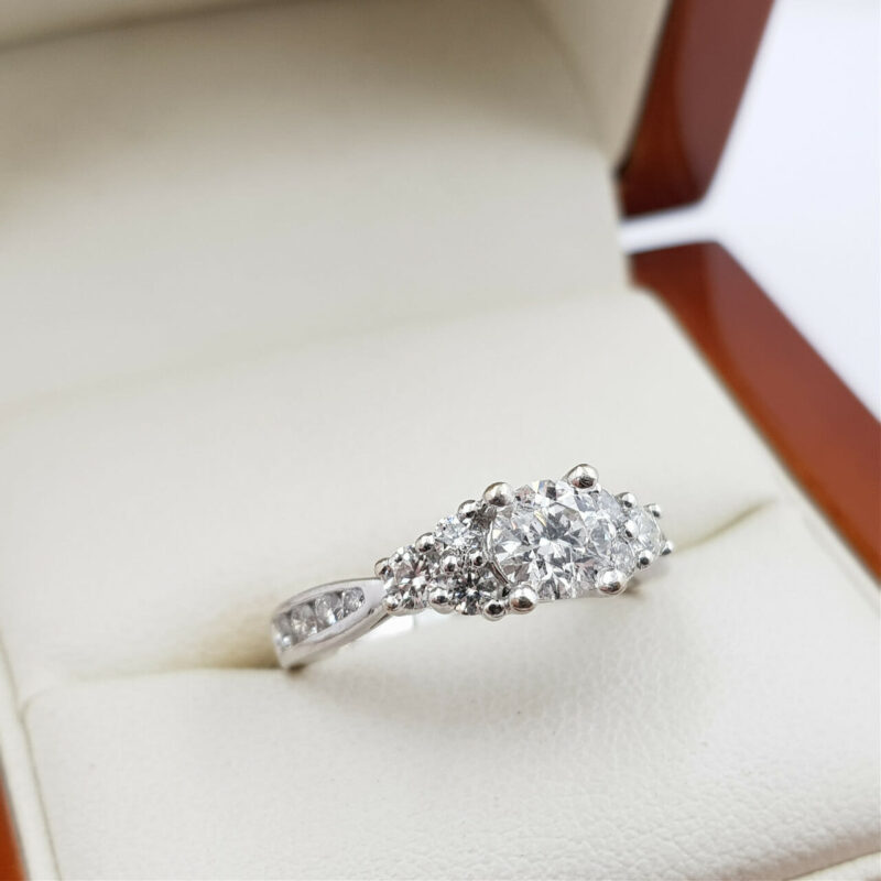 14ct White Gold 0.93ct TDW Diamond Engagement Ring Val $5525 Size J #52846