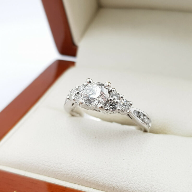 14ct White Gold 0.93ct TDW Diamond Engagement Ring Val $5525 Size J #52846