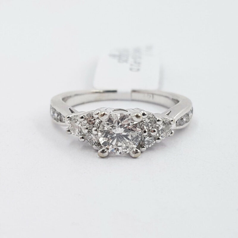 14ct White Gold 0.93ct TW Diamond Engagement Ring Val $5525 Size J #52846