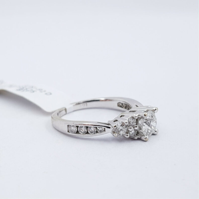 14ct White Gold 0.93ct TDW Diamond Engagement Ring Val $5525 Size J #52846