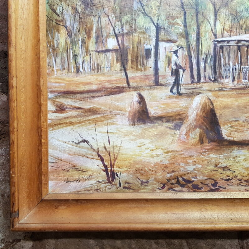 Edwards Painting - Bush Cottage & Stockman - Oil on Board #52045