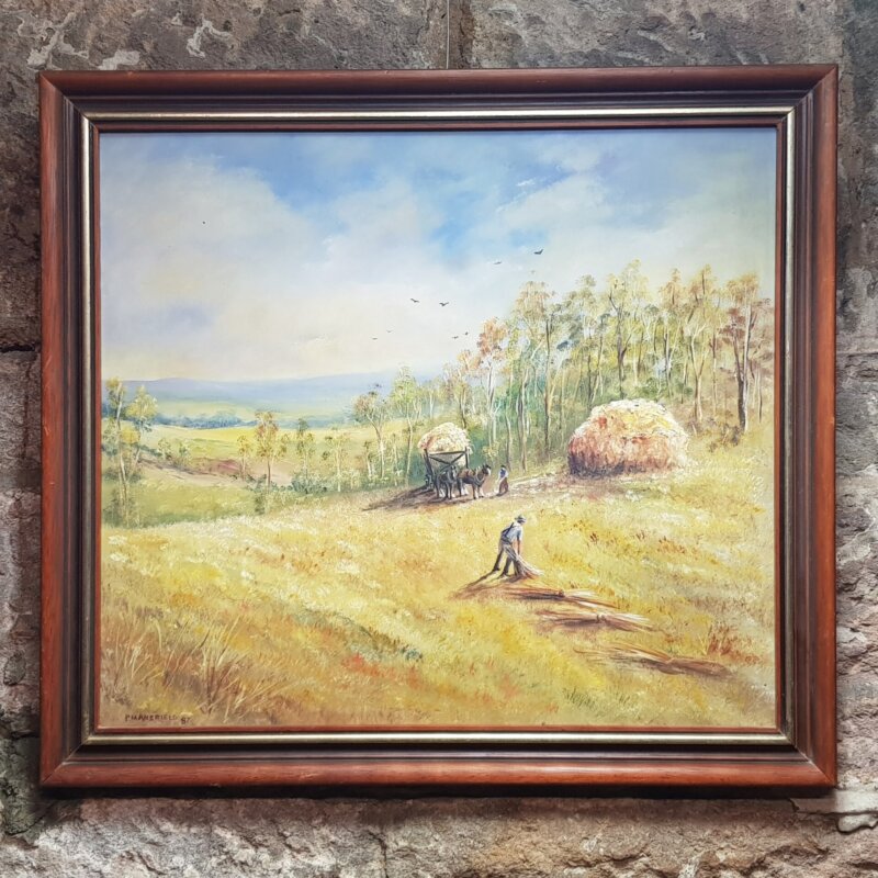 P Mansfield (Circa 1987) Painting - Farmers - Oil on Board #52054