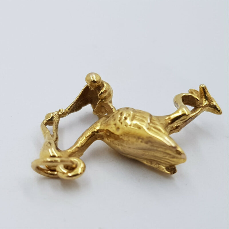 9ct Yellow Gold Stork & Newborn Baby Charm / Pendant #55529