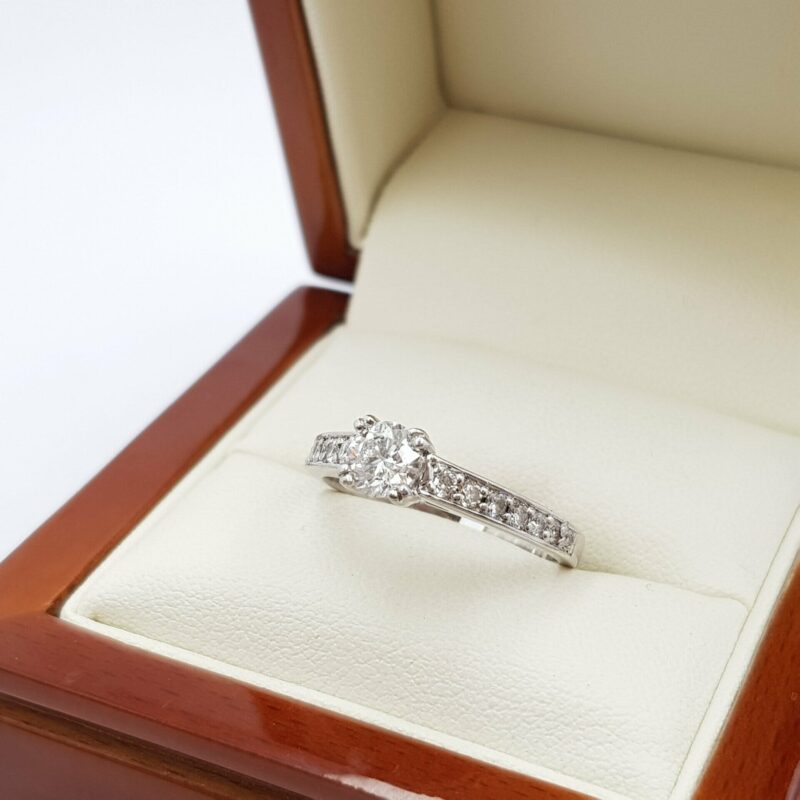 18ct White Gold 0.75ct TW Diamond Engagement Ring Val $6400 Size O #53260