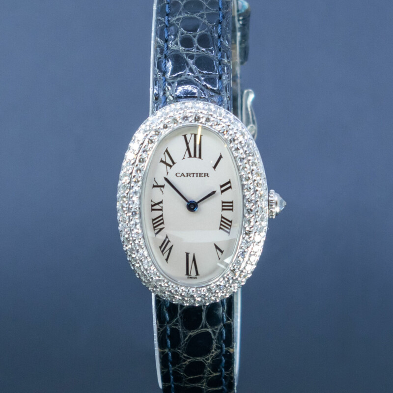 18ct Cartier Ladies Diamond Baignoire Watch 1955 #35078-1