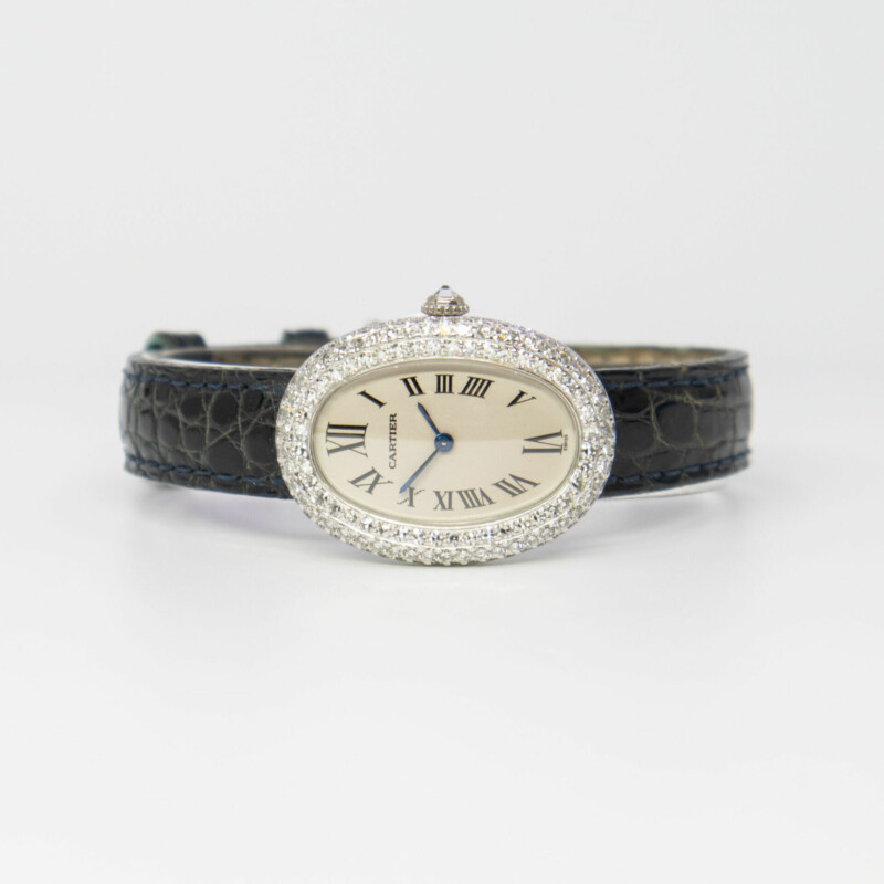 18ct Cartier Ladies Diamond Baignoire Watch 1955 #35078-1