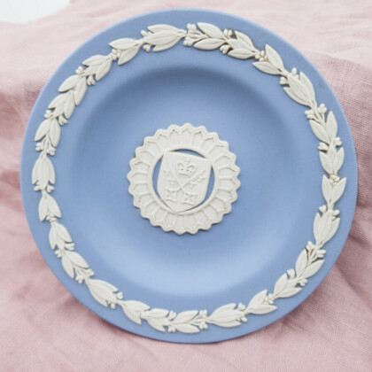 Vintage Wedgwood Jasperware - York Minster - Blue Trinket Dish Mini Plate 11cm #25780-2