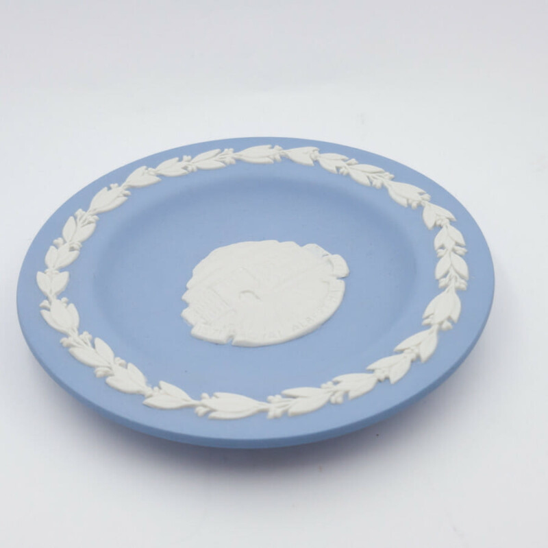 Vintage Wedgwood Jasperware - Royal Albert Hall - Blue Trinket Dish Mini Plate 11cm #25780-3