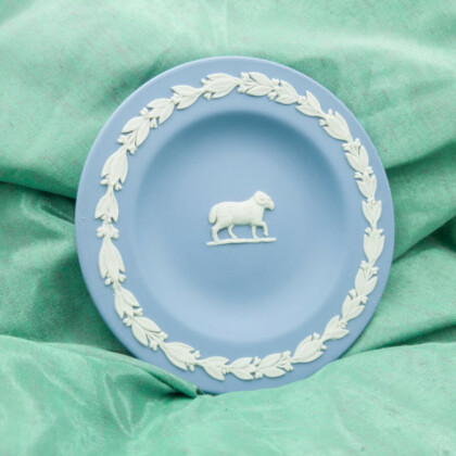 Vintage Wedgwood Jasperware - Ram - Blue Trinket Dish Mini Plate 11cm #25780-4