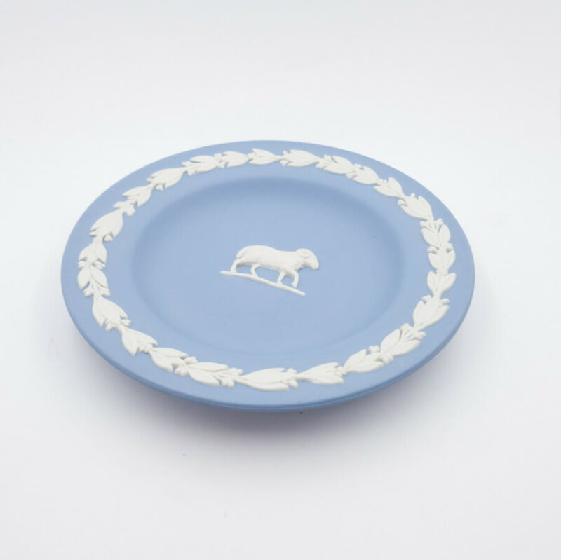 Vintage Wedgwood Jasperware - Ram - Blue Trinket Dish Mini Plate 11cm #25780-4