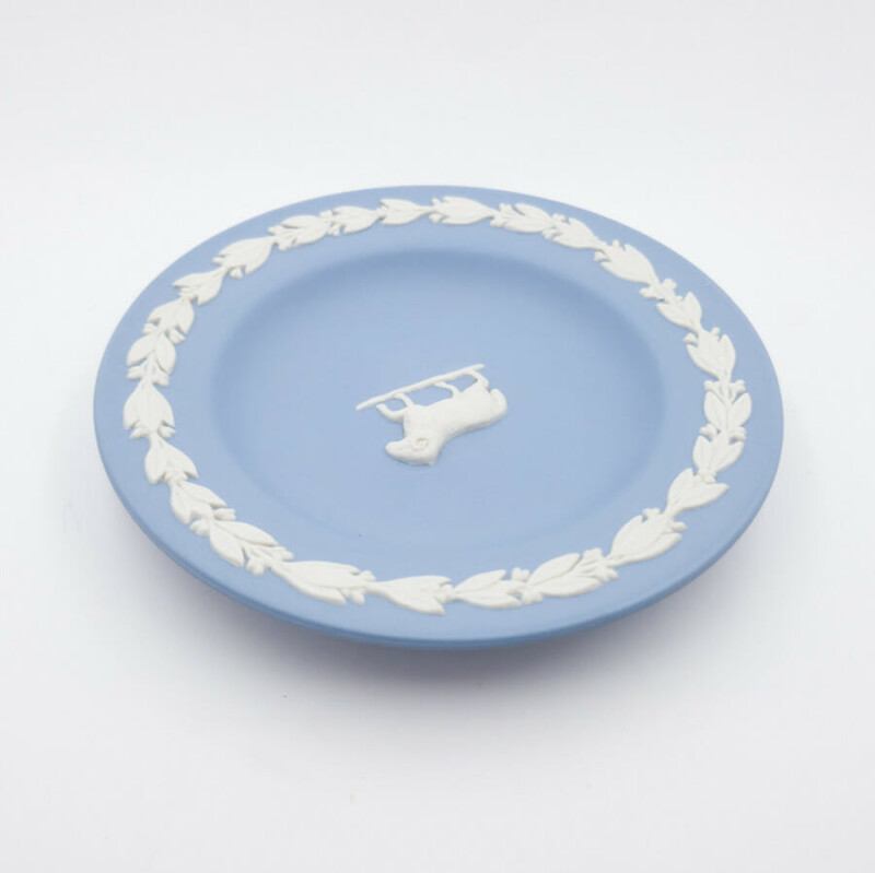 Vintage Wedgwood Jasperware - Ram - Blue Trinket Dish Mini Plate 11cm #25780-4