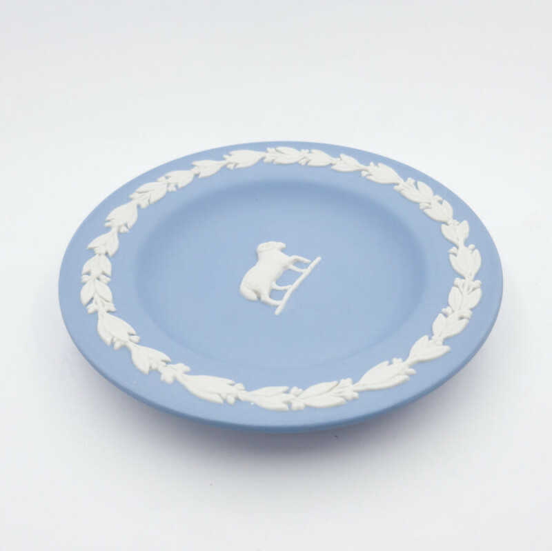 Vintage Wedgwood Jasperware - Ram - Blue Trinket Dish Mini Plate 11cm #25780-4