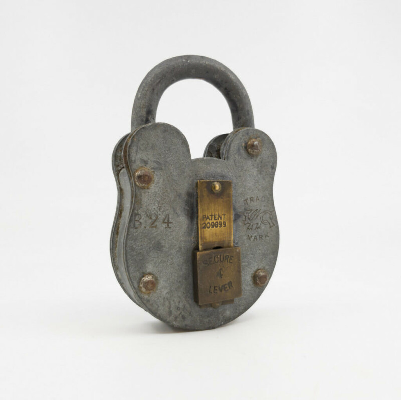 Vintage Secure 4 Lever Metal Lock B24 Padlock #56141-2