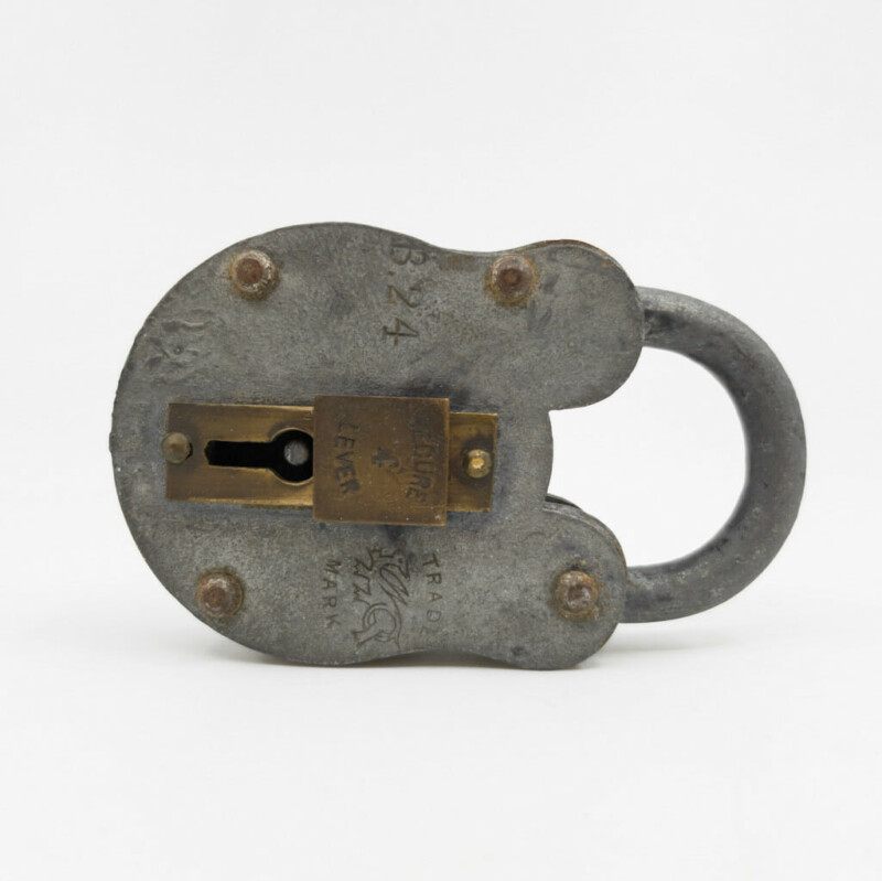 Vintage Secure 4 Lever Metal Lock B24 Padlock #56141-1