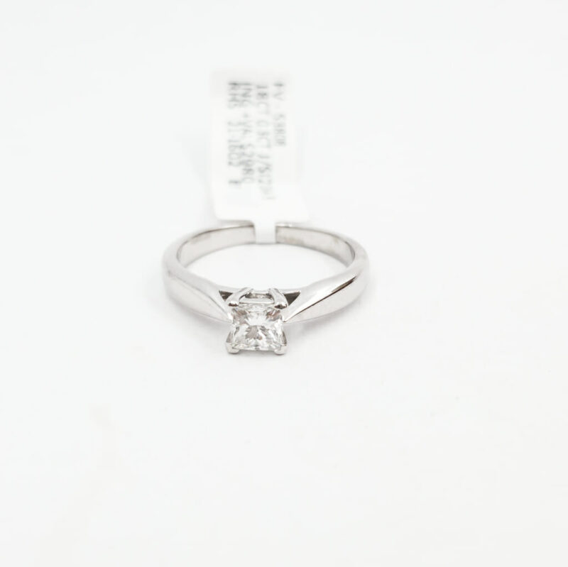 18ct White Gold Princess Solitaire Diamond Ring Val $2980 Size L1/2 #53808