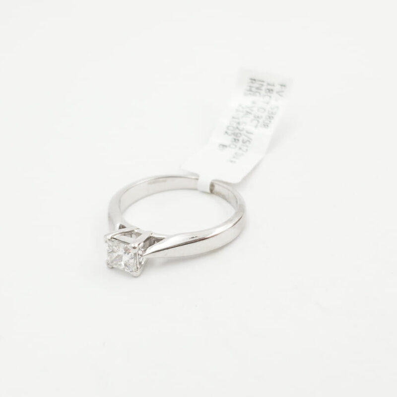 18ct White Gold Princess Solitaire Diamond Ring Val $2980 Size L1/2 #53808