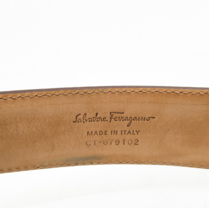 Salvatore Ferragamo Reversible Brown Leather Belt in Box #57039