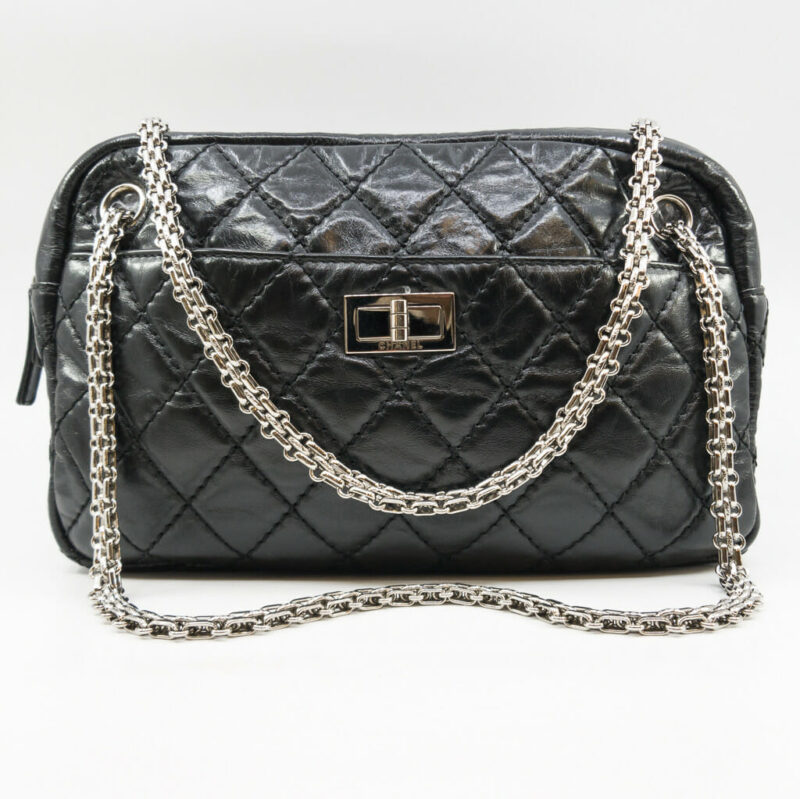 Chanel Black Lambskin Handbag Mademoiselle Clasp Circa 2008 / 2009