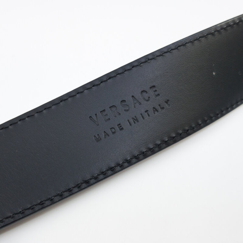 Versace Medusa Leather Belt 4138/105/42 with Silver Buckle Made In Italy #58713