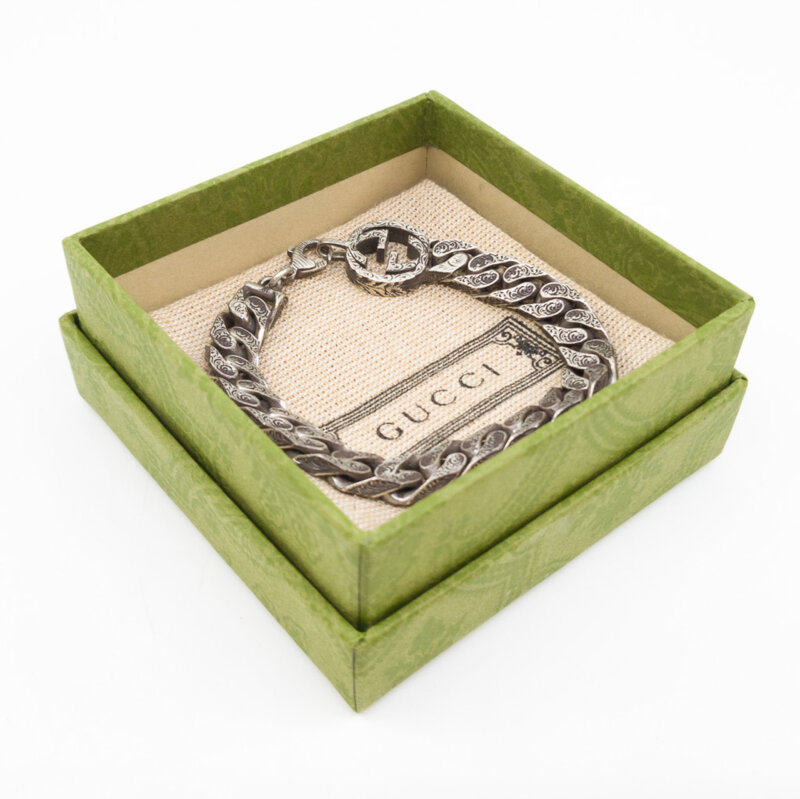 Gucci Silver Interlocking G Chain GG Bracelet In Box RRP $895 #59054