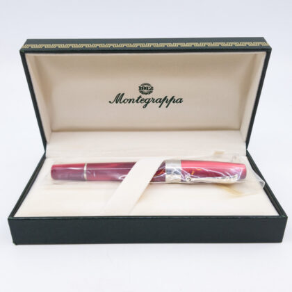 Montegrappa Classica Rollerball Pen Red Celluloid / Sterling Silver - In Box #58981