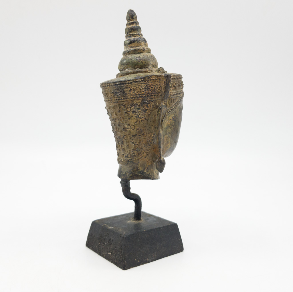 Bronze Buddha Head on Stand Figurine / Sculpture #59560 Bronze Buddha Head on Stand Figurine / Sculpture #59560 - Image 5