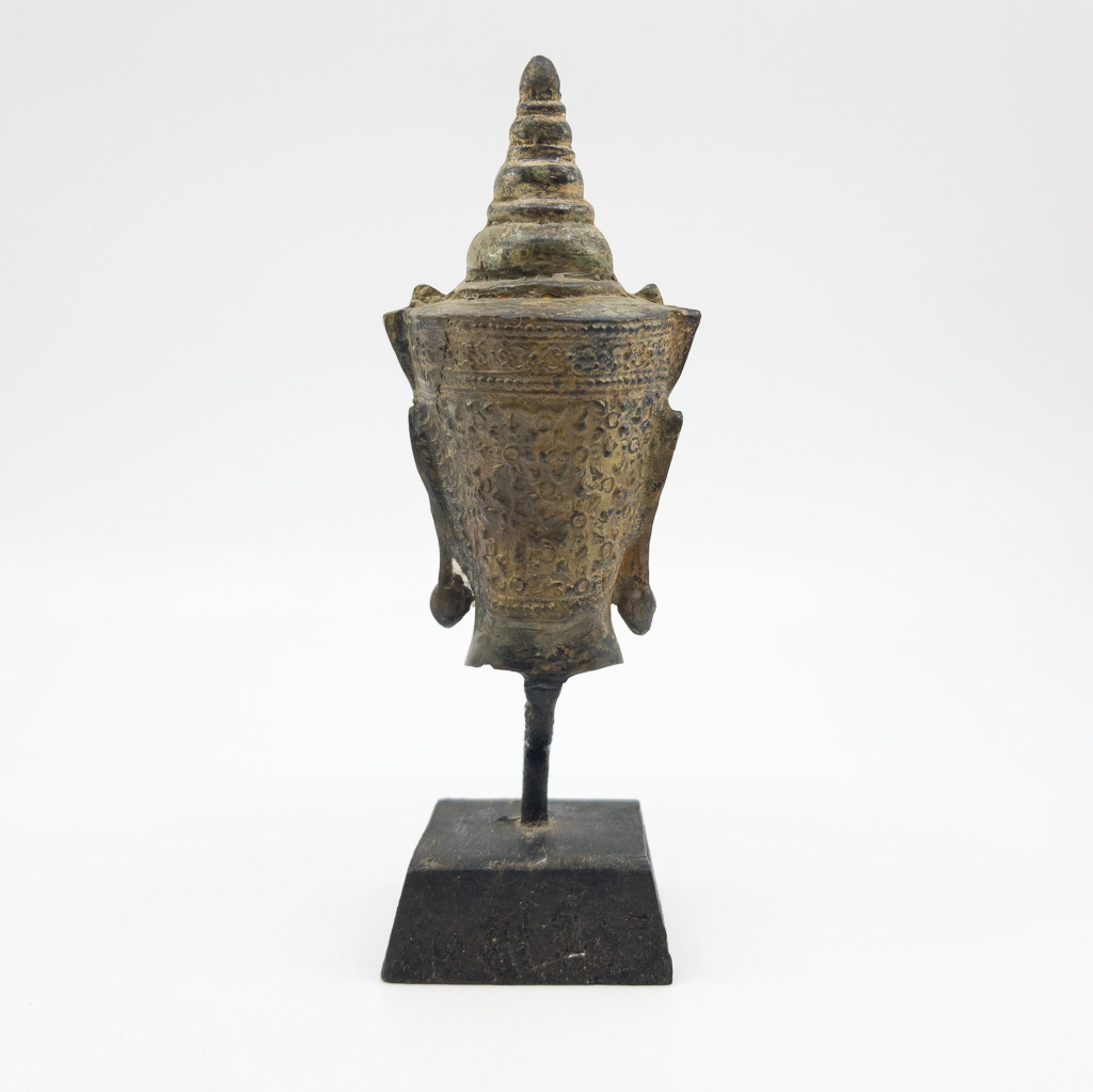 Bronze Buddha Head on Stand Figurine / Sculpture #59560 Bronze Buddha Head on Stand Figurine / Sculpture #59560 - Image 6