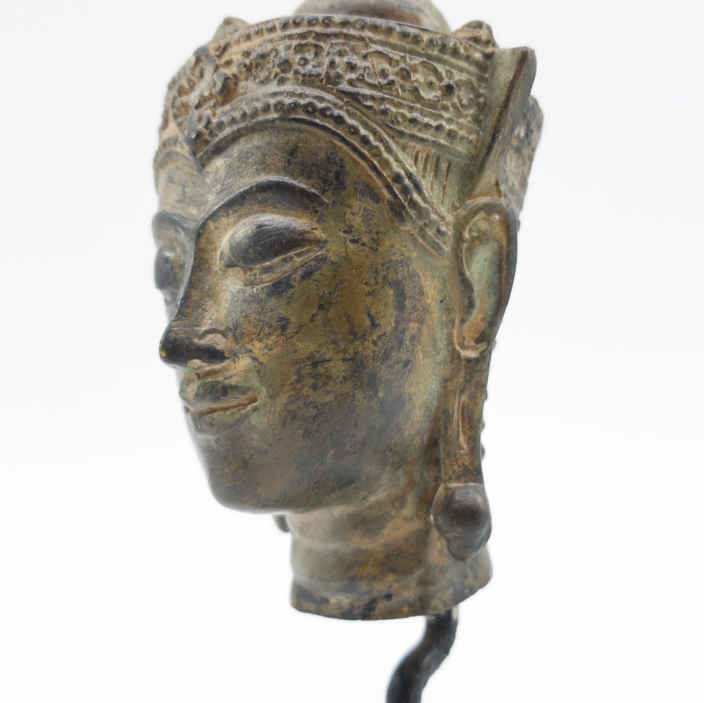 Bronze Buddha Head on Stand Figurine / Sculpture #59560 Bronze Buddha Head on Stand Figurine / Sculpture #59560 - Image 9
