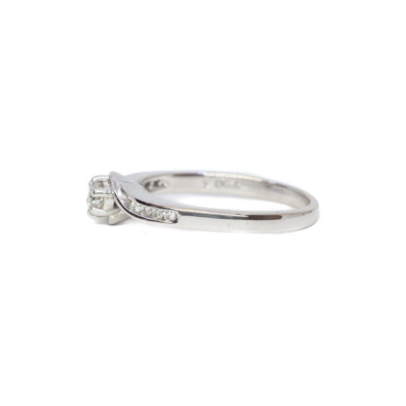 18ct 0.15ct Diamond White Gold Solitare With Accents Ring 750 Size M1/2 #54275