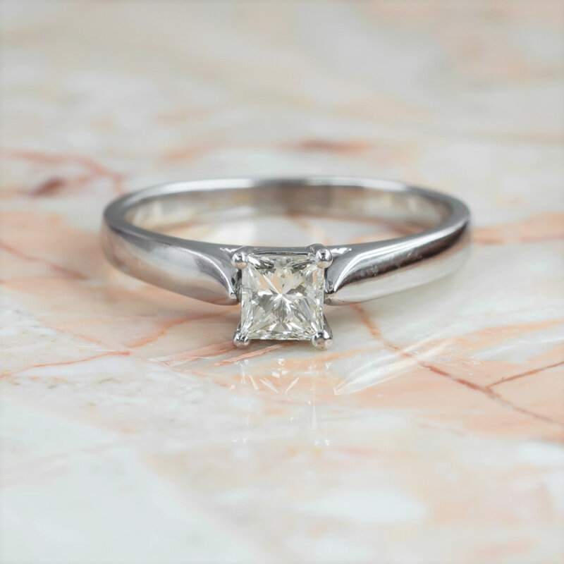 18ct White Gold 0.53ct Solitaire Diamond Ring Val $3000 Size P #29376