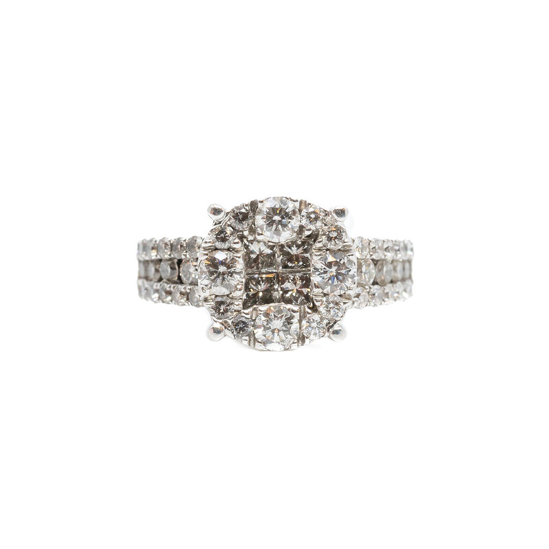 18ct White Gold 1.66CT TDW Diamond Ring VAL $12767 Size L #38134