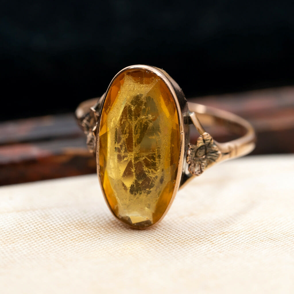 9ct Vintage Rose Gold Citrine Ring Size N #190226
