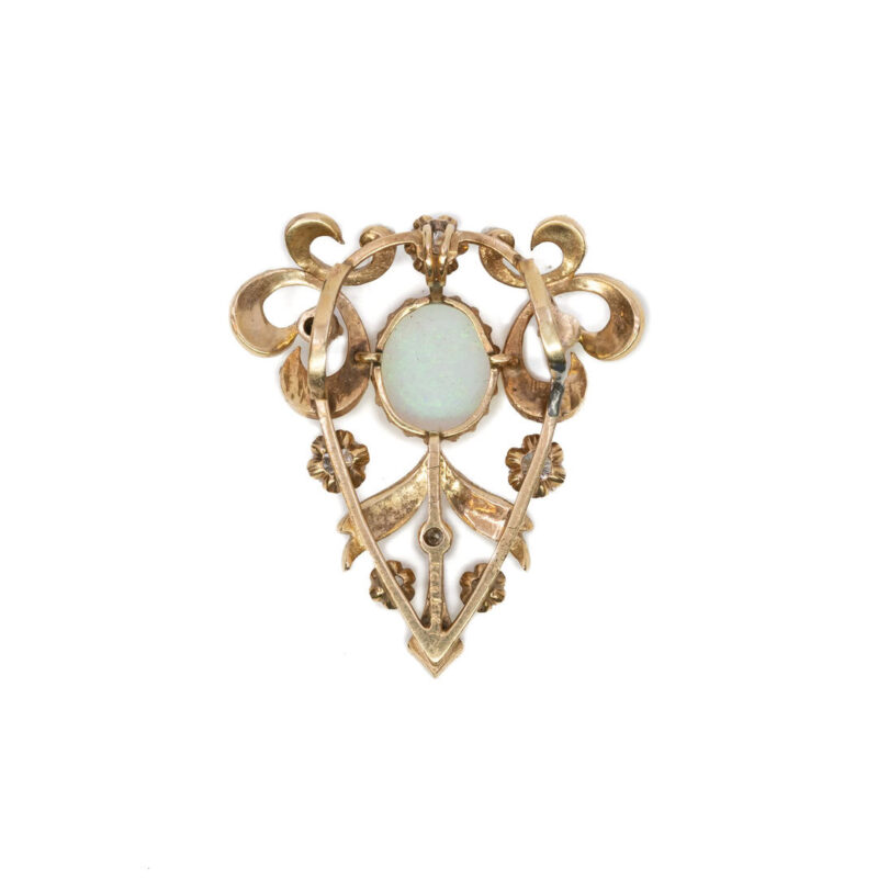 14ct Yellow Gold Edwardian Opal Diamond & Pearl Pendant Val $10795 #52410